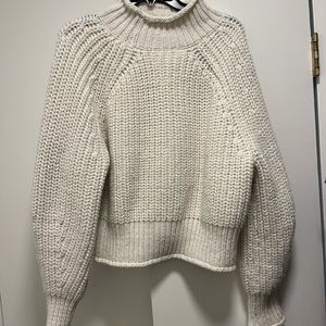 H&M white chunky mock neck sweater